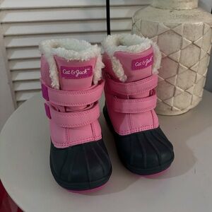 Girls Size 9 Cat & Jack Pink Snow Boots Brand New